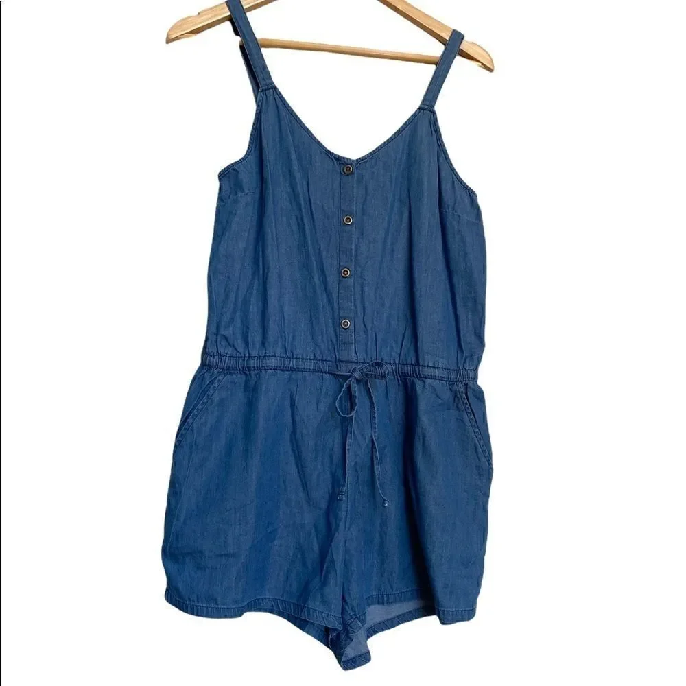 NWT Old Navy Chambray Drawstring Romper SP